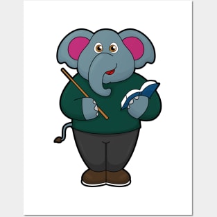 Elephant as Teacher with Book & Pointer Posters and Art